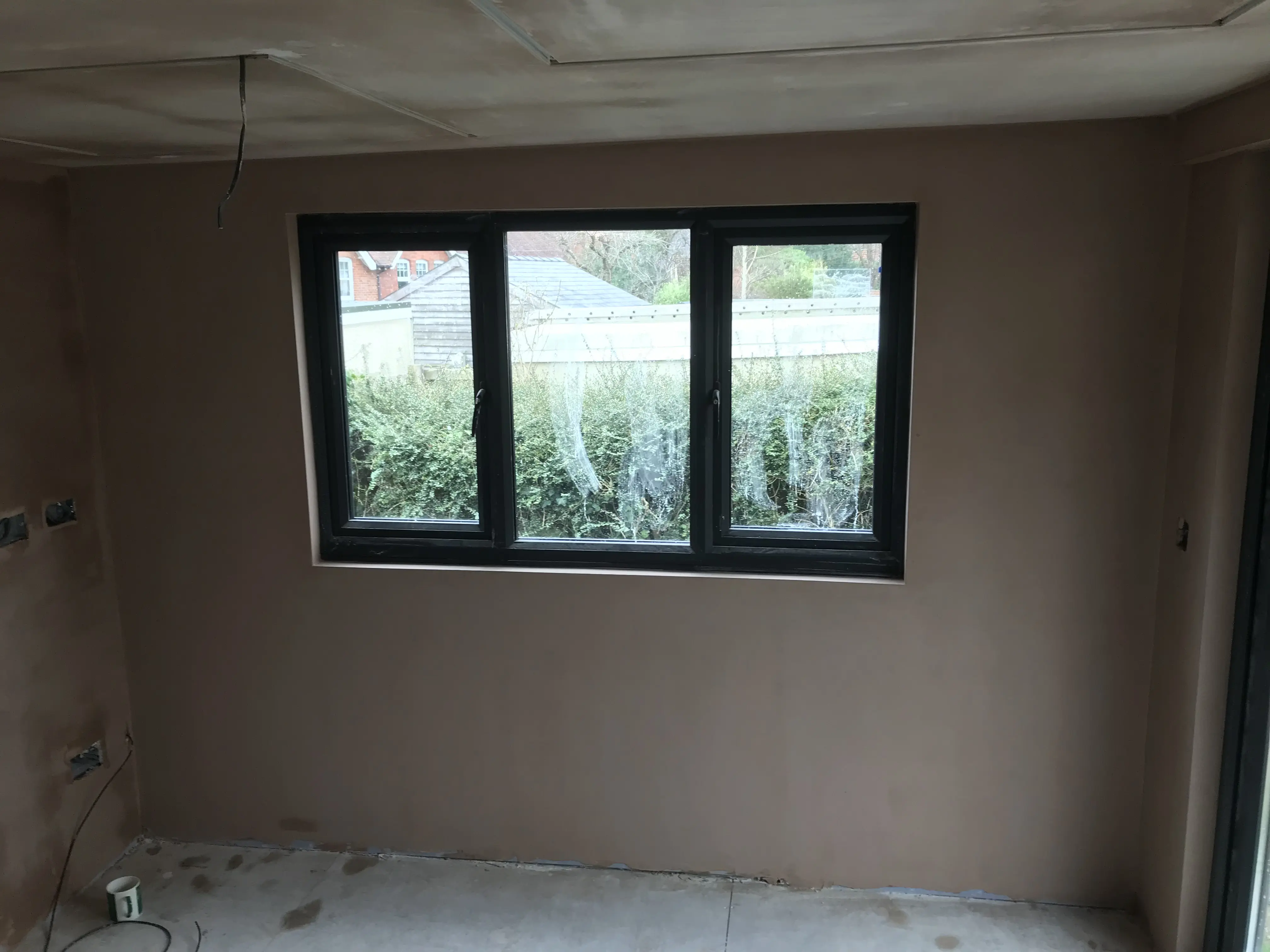 Walls and ceiling plastered in a Garden Office in Dursley, Gloucestershire